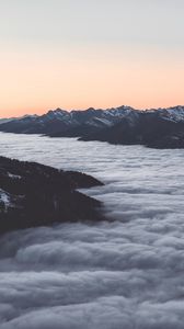 Preview wallpaper mountains, clouds, dusk, aerial view, landscape