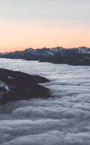 Preview wallpaper mountains, clouds, dusk, aerial view, landscape