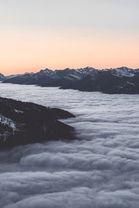 Preview wallpaper mountains, clouds, dusk, aerial view, landscape