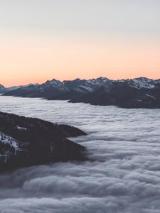 Preview wallpaper mountains, clouds, dusk, aerial view, landscape