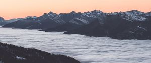 Preview wallpaper mountains, clouds, dusk, aerial view, landscape