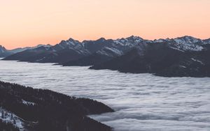 Preview wallpaper mountains, clouds, dusk, aerial view, landscape