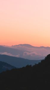 Preview wallpaper mountains, clouds, dusk, sunset, landscape