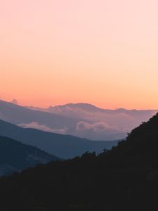 Preview wallpaper mountains, clouds, dusk, sunset, landscape