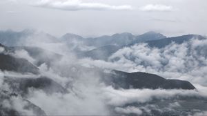 Preview wallpaper mountains, clouds, fog