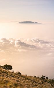 Preview wallpaper mountains, clouds, fog, peak, height, landscape