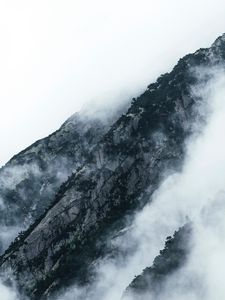 Preview wallpaper mountains, clouds, fog, slopes, vegetation