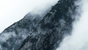 Preview wallpaper mountains, clouds, fog, slopes, vegetation