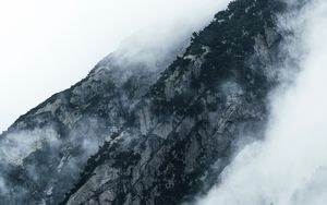 Preview wallpaper mountains, clouds, fog, slopes, vegetation