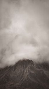 Preview wallpaper mountains, clouds, fog, peak, nature