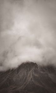 Preview wallpaper mountains, clouds, fog, peak, nature