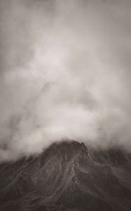 Preview wallpaper mountains, clouds, fog, peak, nature