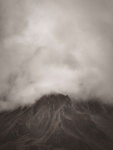 Preview wallpaper mountains, clouds, fog, peak, nature