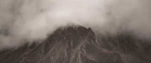 Preview wallpaper mountains, clouds, fog, peak, nature