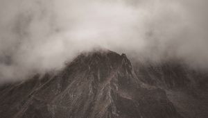 Preview wallpaper mountains, clouds, fog, peak, nature