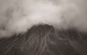 Preview wallpaper mountains, clouds, fog, peak, nature