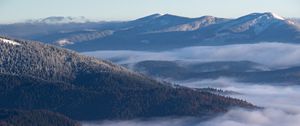 Preview wallpaper mountains, clouds, fog, landscape, aerial view