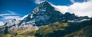 Preview wallpaper mountains, clouds, grass, sky