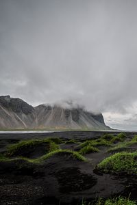 Preview wallpaper mountains, clouds, grass, landscape, iceland