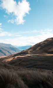 Preview wallpaper mountains, clouds, heart, path
