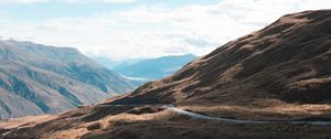 Preview wallpaper mountains, clouds, heart, path