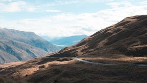 Preview wallpaper mountains, clouds, heart, path