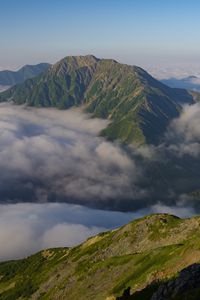 Preview wallpaper mountains, clouds, height