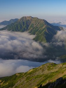 Preview wallpaper mountains, clouds, height