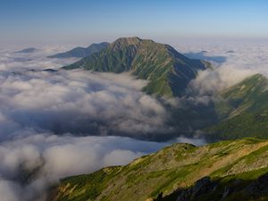 Preview wallpaper mountains, clouds, height