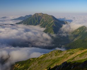 Preview wallpaper mountains, clouds, height