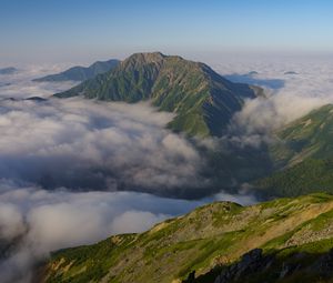 Preview wallpaper mountains, clouds, height