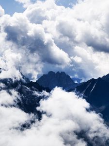 Preview wallpaper mountains, clouds, high, sky