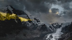 Preview wallpaper mountains, clouds, high-mountain road, grossglockner, austria