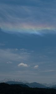 Preview wallpaper mountains, clouds, horizon, rainbow, landscape
