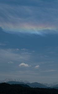 Preview wallpaper mountains, clouds, horizon, rainbow, landscape