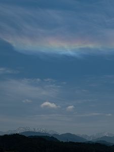 Preview wallpaper mountains, clouds, horizon, rainbow, landscape