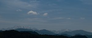 Preview wallpaper mountains, clouds, horizon, rainbow, landscape