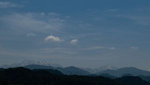 Preview wallpaper mountains, clouds, horizon, rainbow, landscape