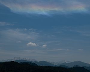 Preview wallpaper mountains, clouds, horizon, rainbow, landscape