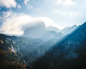 Preview wallpaper mountains, clouds, landscape, lake