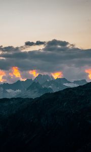 Preview wallpaper mountains, clouds, landscape, peaks, height