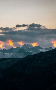 Preview wallpaper mountains, clouds, landscape, peaks, height