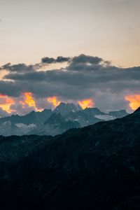 Preview wallpaper mountains, clouds, landscape, peaks, height