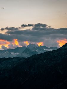 Preview wallpaper mountains, clouds, landscape, peaks, height