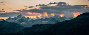 Preview wallpaper mountains, clouds, landscape, peaks, height