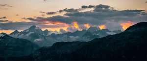 Preview wallpaper mountains, clouds, landscape, peaks, height