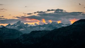 Preview wallpaper mountains, clouds, landscape, peaks, height