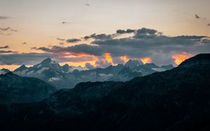 Preview wallpaper mountains, clouds, landscape, peaks, height