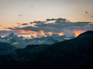 Preview wallpaper mountains, clouds, landscape, peaks, height