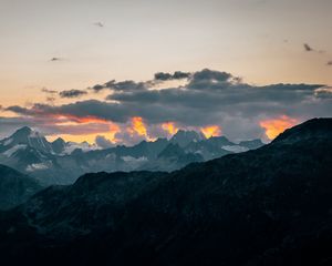Preview wallpaper mountains, clouds, landscape, peaks, height